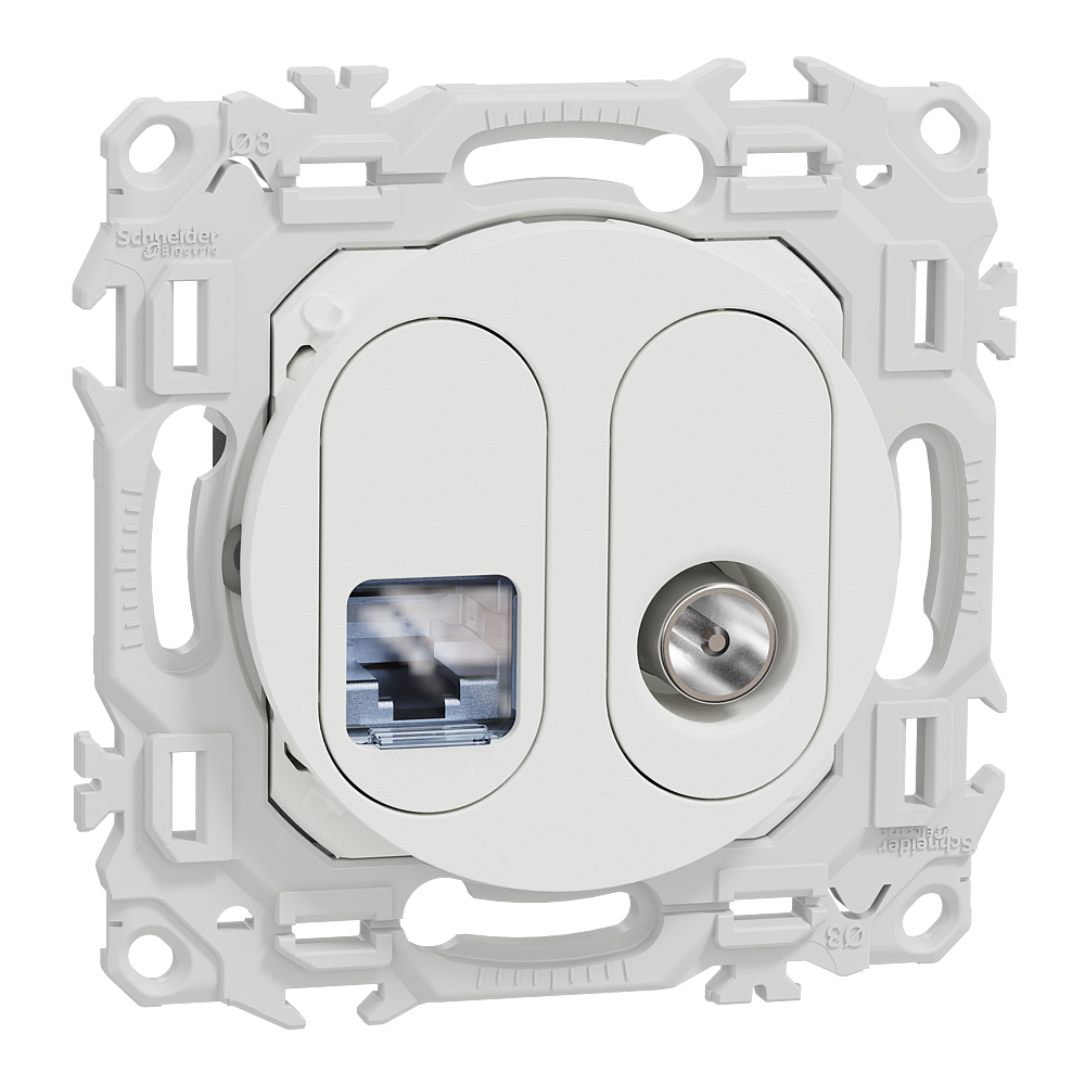 Odace prise RJ45 cat.6 STP + TV blanc